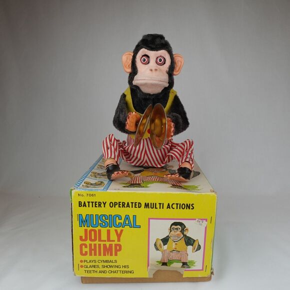 Vintage Daishin Musical Jolly Chimp Clapping Cymbal Monkey Box Working Original - Picture 16 of 16